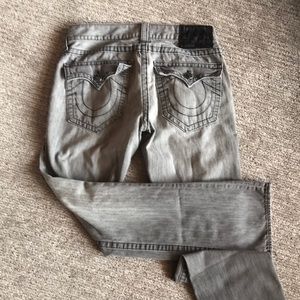True Religion Gray Distressed Ricky Jeans